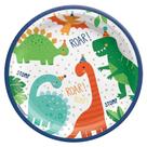 Prato Amscan Dino-Mite redondo de 7 polegadas, 8 peças para festa infantil Prato Amscan Dino-Mite redondo de 7 polegadas, 8 peças para festa infantil