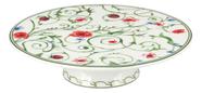 Prato Bolo 7x26x26cm Bonechina Verde Com Pé Homeco Delicata