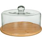PRATO BOLO BOLIERA REDONDO HOME&CO TAMPA VIDRO BAMBU 19x33x33cm