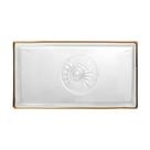Prato Bolo Tattile Cristal com pé borda dourada 35x19 -L Hermitage