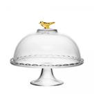 Prato com Pé e Tampa Golden Bird 19cm x 19cm Cristal - Wolff Prato com Pé e Tampa Golden Bird 19cm x 19cm Cristal - Wolff