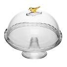 Prato com Pé e Tampa Wolff Golden Bird 19cm x 19cm Cristal
