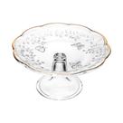 Prato Cristal C Pé Grande Boleira 27cm Borboleta Fio De Ouro