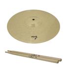 Prato de Ataque para Bateria 16" Liga de Latão + Baqueta 5A Maple New York