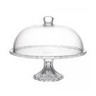 Prato de Bolo com Pé e Tampa em Cristal Diamond Lyor 30cm