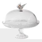 Prato De Bolo Com Pé Papillon Com Alça Borboleta Cristal Ecológico 30X28cm - L Hermitage