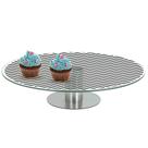 Prato de Bolo Doce 30Cm Vidro Decoração Base Inox
