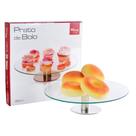 Prato de Bolo e Doces de Vidro e Inox com Pedestal 30CM