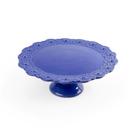 Prato de Bolo Rendado Vazado Azul Hortensia Grande