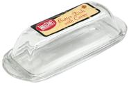 Prato de manteiga de mesa de vidro transparente com tampa