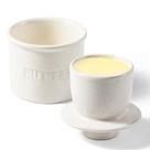 Prato de manteiga francesa de cerâmica Butter Crock com tampa salpicada de branco Prato de manteiga francesa de cerâmica Butter Crock com tampa salpicada de branco