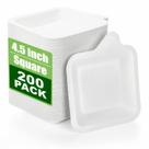Prato de papel Elsjoy, pacote 200, 11,4 cm, mini sobremesa quadrada, branca