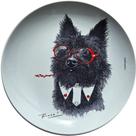 Prato De Porcelana Cachorro Totó Terrier - Red&blue Ronn Kools - 24 Cm