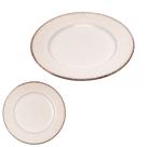 Prato de Sobremesa Cerâmica Linha Linear Branco 20cm Elegante Lyor Mesa Posta Estilo