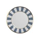 Prato de Sobremesa de Cerâmica Blue Strip com Borda Dourada 19,5cm - Unid.