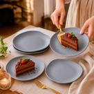 Prato De Sobremesa Orgânico 19cm Cinza Mesa Posta Prato De Sobremesa Orgânico 19cm Cinza Mesa Posta