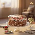 Prato de Vidro com Pé e Tampa Plástica Gourmet Boleira de Vidro Mesa Posta Ruvolo