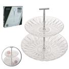 Prato De Vidro Duplo Para Bolo/Doces Diamond 20/25cm De Ø