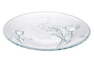 Prato de Vidro para Bolo Transparente 30Cm Redondo com Desenho