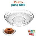 Prato De Vidro Retrô Com Borda Para Bolo Pudim Torta Em Vidro 30 cm Resistente