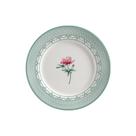 Prato Decorativo Cerâmica 20cm com Suporte Flor Rosa Mesa Sala Aparador Decoração Clássica