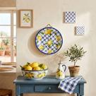 Prato Decorativo Cerâmica 20cm com Suporte Limão Siciliano Mesa Sala Aparador Decoração Clássica Prato Decorativo Cerâmica 20cm com Suporte Limão Siciliano Mesa Sala Aparador Decoração Clássica
