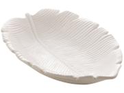 Prato Decorativo de Ceramica Banana Leaf Branco 4510 Lyor