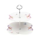 Prato Duplo de Porcelana para Doces Borboletas 20cm/24cm x 25cm - Wolff