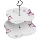 Prato Duplo De Porcelana Para Doces Branco 20 / 24 x 25Cm Borboletas Wolff