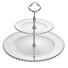Prato Duplo para Doces Pearl Cristal Prato Duplo para Doces Pearl Cristal