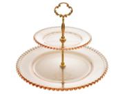 Prato Duplo Para Doces Wolff Pearl 32cm Cristal Âmbar