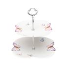Prato Duplo Porcelana P/ Doces Borboletas Wolff