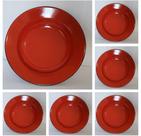 Prato Esmaltado Cor Vermelho N.22 Metallouça Kit 6 Unidades Envio Imediato