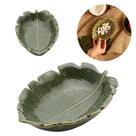 Prato Folha Decorativa De Cerâmica Banana Leaf Verde 16x12x4cm Luxo Lyor