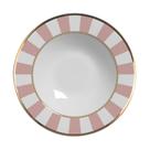 Prato Fundo de Cerâmica Pink Strip com Borda Dourada 24,5cm - Unid. Prato Fundo de Cerâmica Pink Strip com Borda Dourada 24,5cm - Unid.