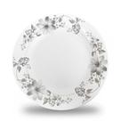 Prato Fundo de Vidro 21,5cm Opalino Florido Flowers Grey Flores Cinza Em Casa Tem