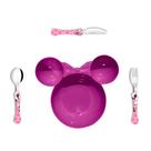 Prato fundo Orellhas MINNIE com talheres em inox