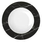 Prato Fundo Preto Redondo 23cm Versa em Porcelana com Estampa Mármore Germer