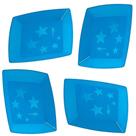 Prato Grande Quadrado Plastilania Azul Neon 10 Un