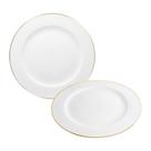 Prato Mesa Raso De Porcelana Borda Dourada Jantar 27cm