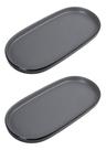 Prato Oval 2 Peças Cinza 29cm 100% Melamina Gourmet Mix