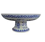 Prato p/ Bolo em Ceramica Portuguesa Branco e Azul 26x12,5cm Prato p/ Bolo em Ceramica Portuguesa Branco e Azul 26x12,5cm