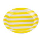 Prato Papel Biodegradável Listrado Amarelo - 10 unidades - 18 cm -Silver Festas