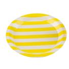 Prato Papel Tema 18cm Listrado Amarelo e Branco - 10 unid