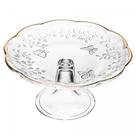 Prato para Bolo 27 cm de Cristal com Pé New Butterfly com Fio de Ouro Lyor