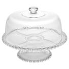 PRATO PARA BOLO COM PÉ DE CRISTAL E TAMPA PEARL 31CM x 25CM