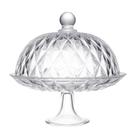 Prato para Bolo com Pé e Tampa Diamond 25cm x 23,5cm Cristal