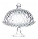 Prato para Bolo com Pé e Tampa Diamond 25cm x 23,5cm Cristal Lyor