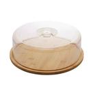 Prato Para Bolo Com Tampa De Bambu 28cm Lyor