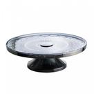 Prato para Bolo de Cristal Cinza com Pé de Aço LYS Black 32Cm - WOLFF - 7895730882216